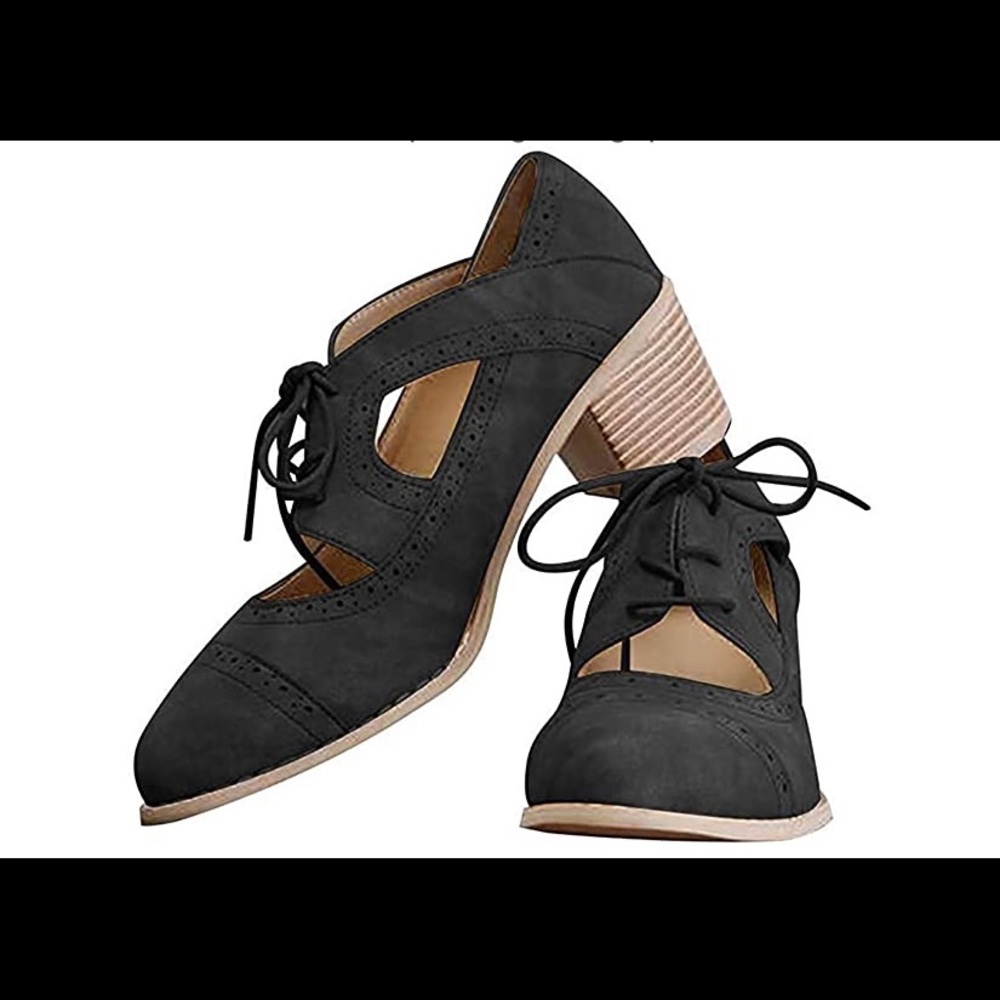 NEW! Oxford Chunky Lace-up Heels